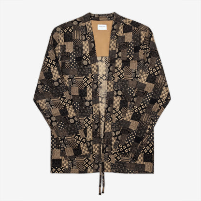 Black Boro Pattern Noragi Jacket | Japanese Streetwear AKASHI KAMA