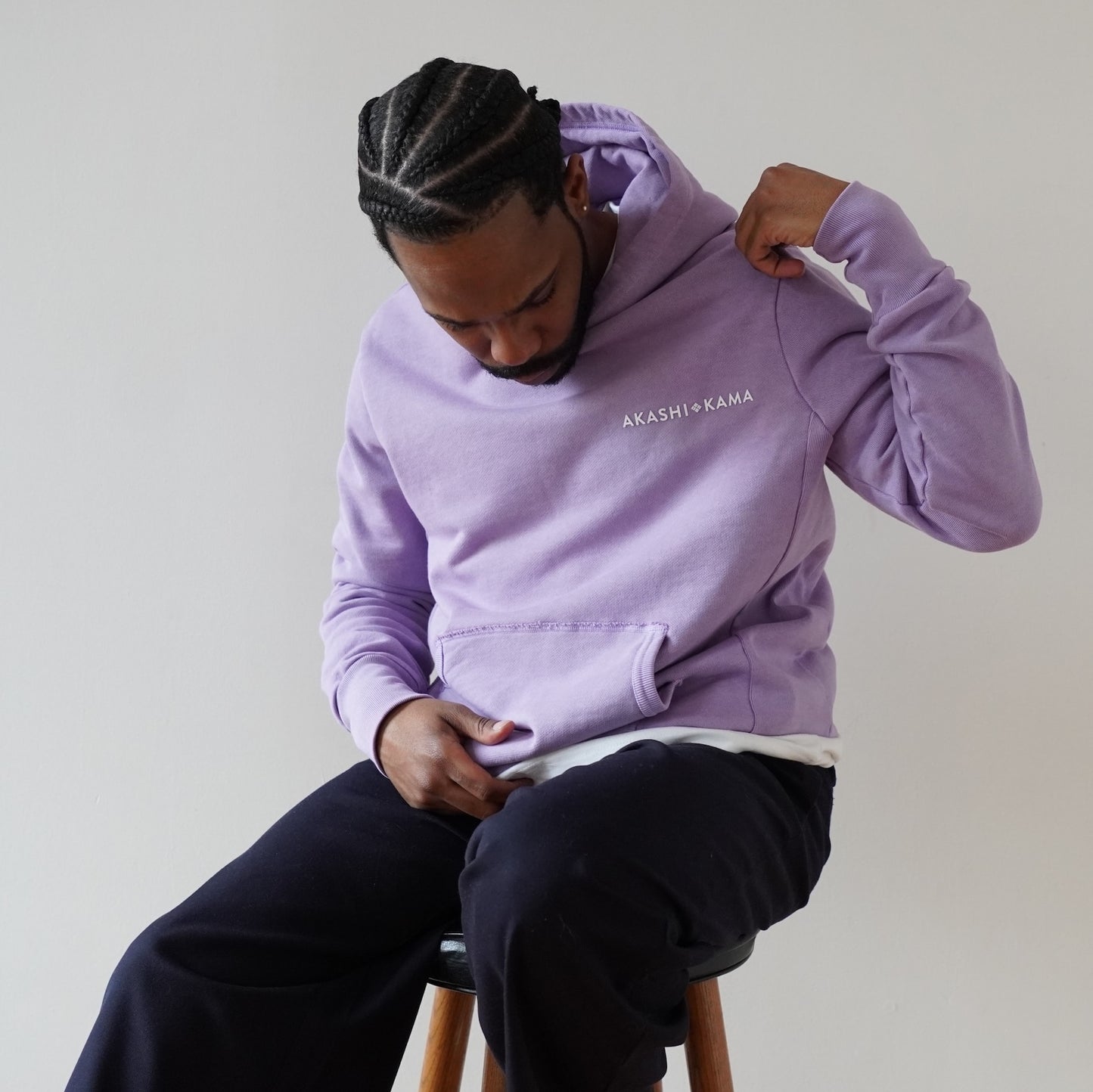 Stamped Logo Hoodie Wisteria Lavender | AKASHI KAMA Streetwear Sweatshirt