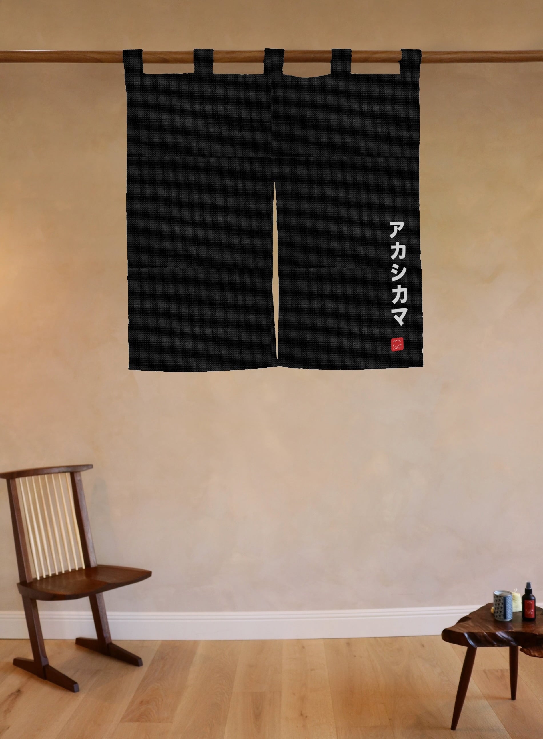 Black Japanese Art Piece Noren Wall Art Decor | AKASHI-KAMA