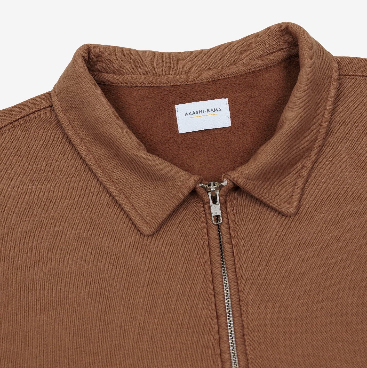 AKASHI-KAMA Quarter Zip Pullover Sweater with Collar and Zipper in Terracotta