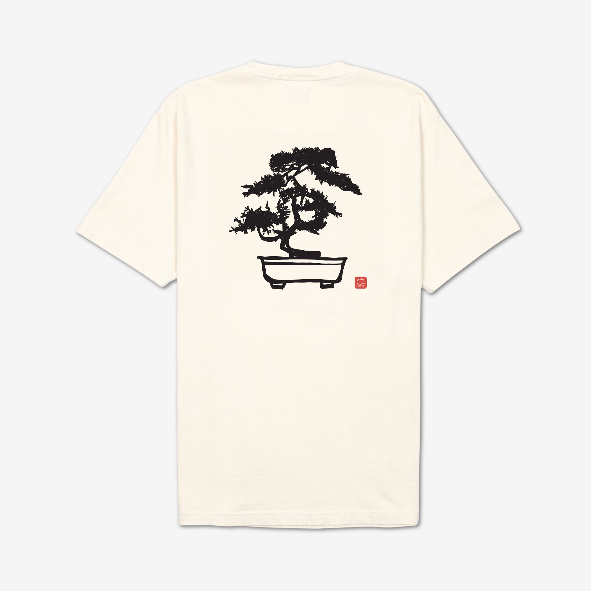 Hanko Crest Tee in Cream | Made in USA AKASHI-KAMA Japanese Streetwear