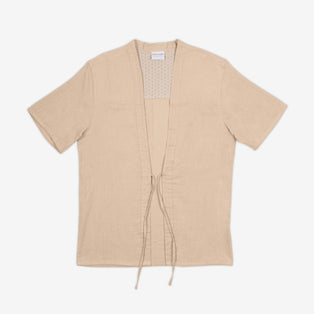 AKASHI-KAMA Haori Jacket in Oat | Modern Japanese Kimono Style Streetwear