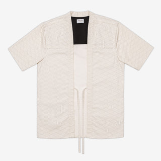 AKASHI-KAMA Off White Wave Haori Jacket | Kimono Shirt Japanese Streetwear