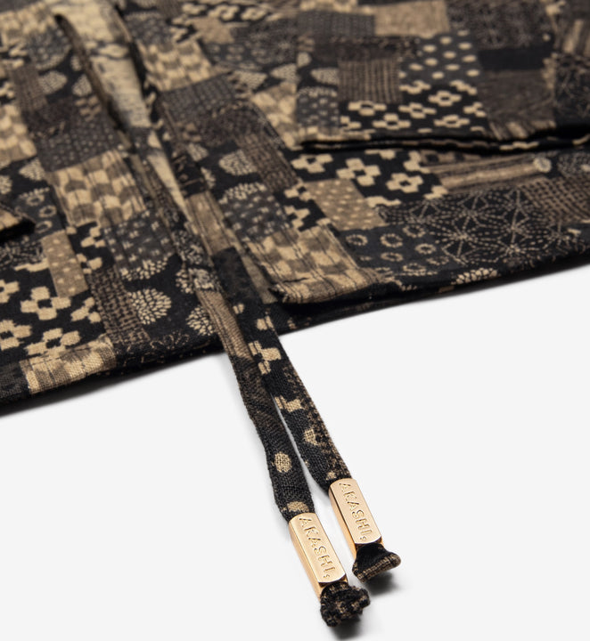 Gold Aglets Japanese Boro Pattern Noragi Jacket