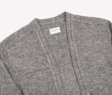 AKASHI-KAMA Boiled Wool Noragi Jacket in Grey | Japanese Streetwear Kimono Shirt