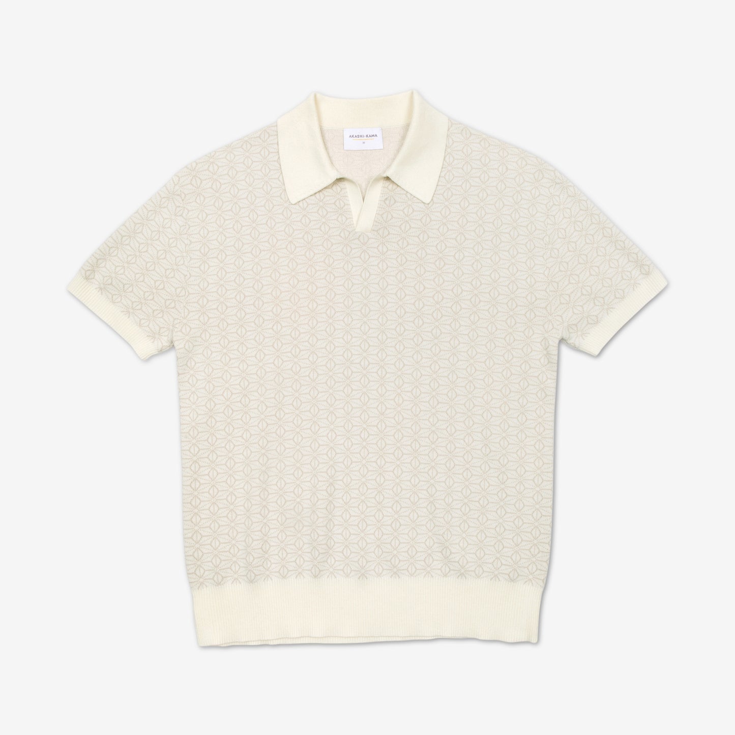 Ojii Knit Polo - Off-white Asanoha | AKASHI-KAMA Shirt