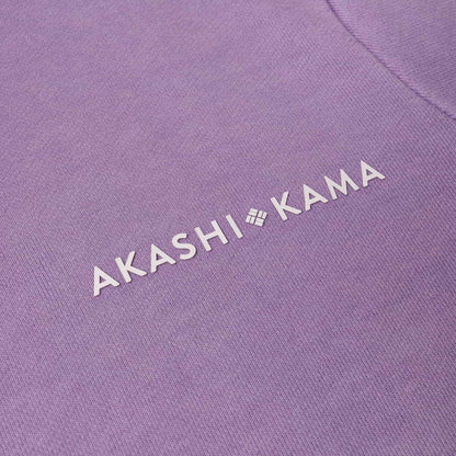 AKASHI-KAMA Stamped Logo Hoodie in Lavender Wisteria| Streetwear Garment Dye Silicone Logo Made in USA Sweatshirt