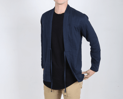 Indigo Noragi Jacket Mens Streetwear Kimono Japanese Techwear AKASHI KAMA Shirt