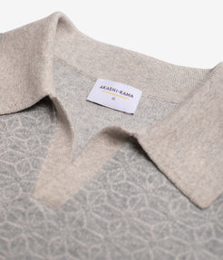 Ojii Knit Polo - Grey Asanoha | AKASHI-KAMA Shirt