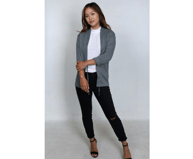 womens white mock neck tank with gray fog streetwear kimono noragi jacket